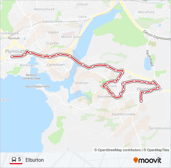 5 Route: Schedules, Stops & Maps - Elburton (Updated)