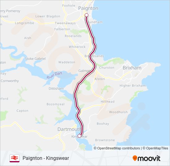 DARTMOUTH STEAM RAILWAY train Line Map