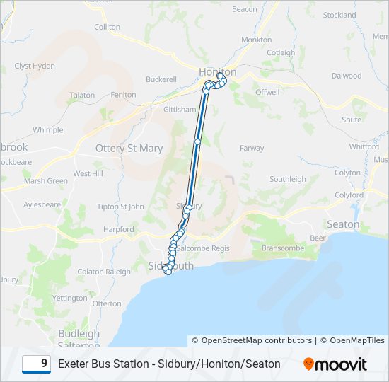 9 Route: Schedules, Stops & Maps - Sidmouth (Updated)