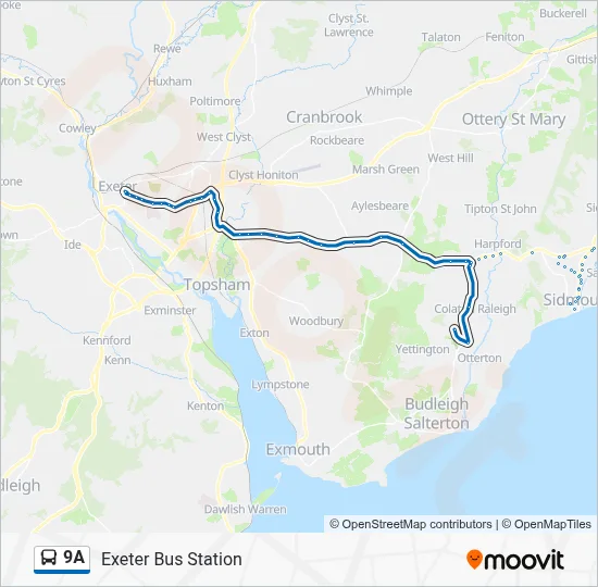 9A Route: Schedules, Stops & Maps - Exeter Bus Station (Updated)