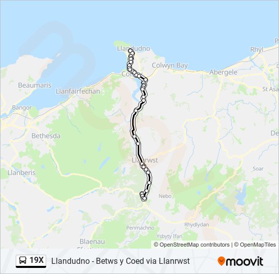 19x Route Schedules Stops Maps Llandudno Updated 