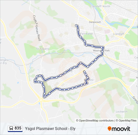 835 bus Line Map