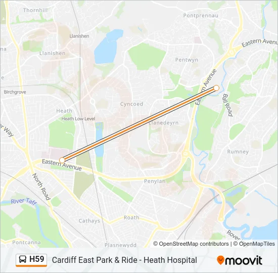 H59 Bus Line Map