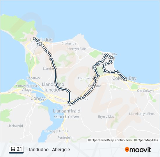 21 bus Line Map