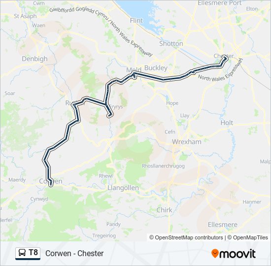 t8 Route: Schedules, Stops & Maps - Chester (Updated)