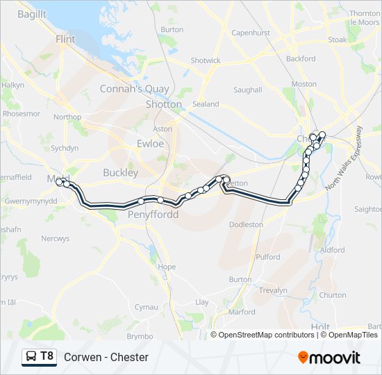 T8 bus Line Map