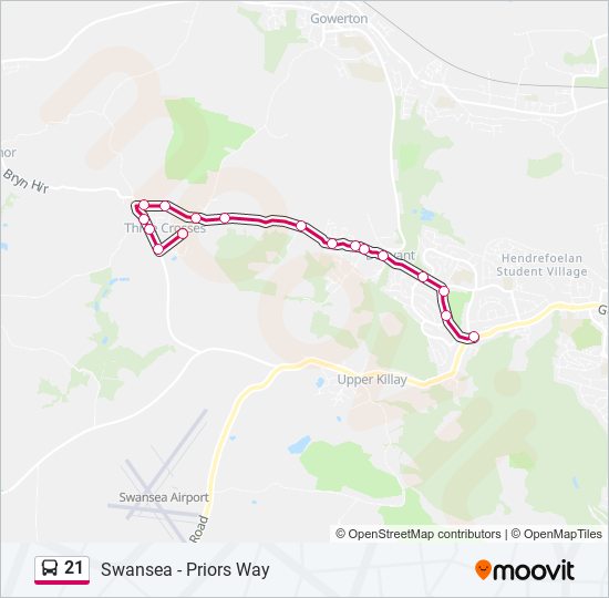 21 bus Line Map