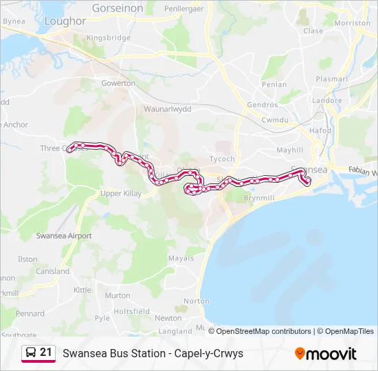 First Bus Route 21 21 Route: Schedules, Stops & Maps - Three Crosses (Updated)