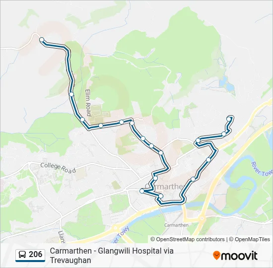 206 Route: Schedules, Stops & Maps - Carmarthen (Updated)