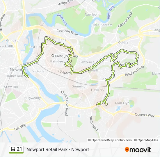 21 Route: Schedules, Stops & Maps - Liswerry (Updated)