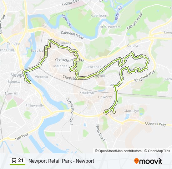 21 bus Line Map