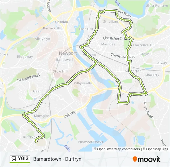YGI3 Bus Line Map