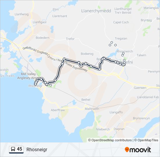 45 bus Line Map