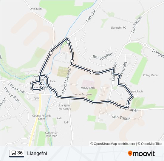 36 Route Schedules, Stops & Maps Llangefni (Updated)