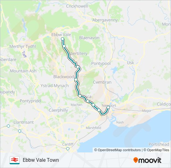 TRANSPORT FOR WALES Train Line Map
