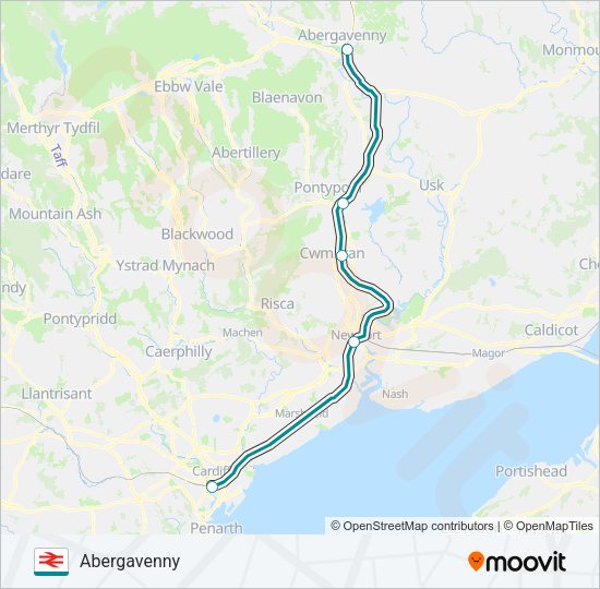 TRANSPORT FOR WALES Train Line Map
