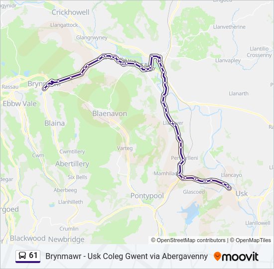 61 bus Line Map