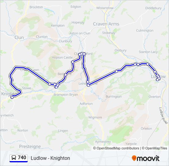 740 bus Line Map