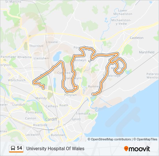 54 bus Line Map