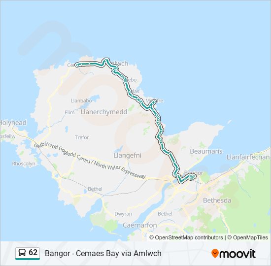 62 bus Line Map