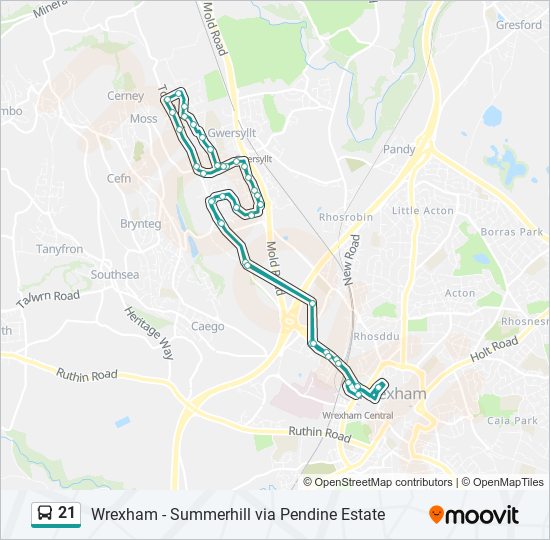 21 bus Line Map