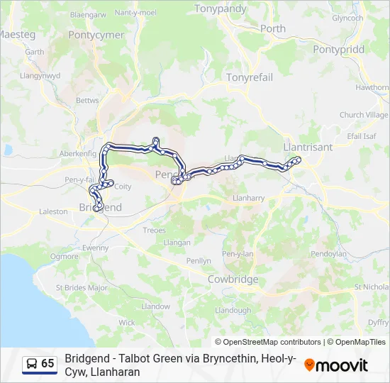 65 Route: Schedules, Stops & Maps - Bridgend (Updated)
