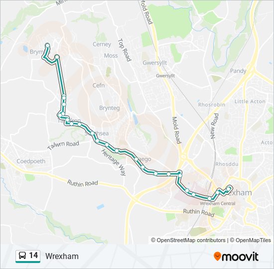 14 bus Line Map