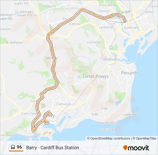 96 Bus Line Map