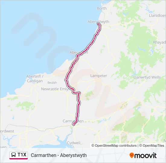 T1X Bus Line Map