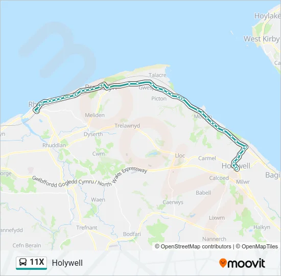 11X Bus Line Map