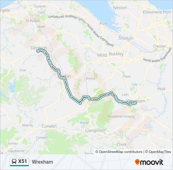 X51 Bus Line Map