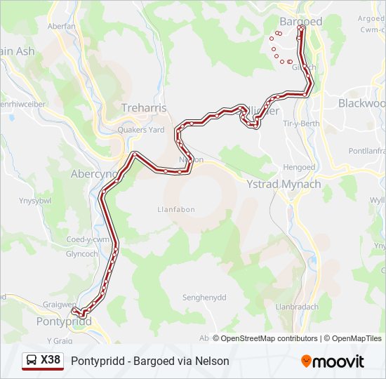 x38 Route: Schedules, Stops & Maps - Pontypridd (Updated)