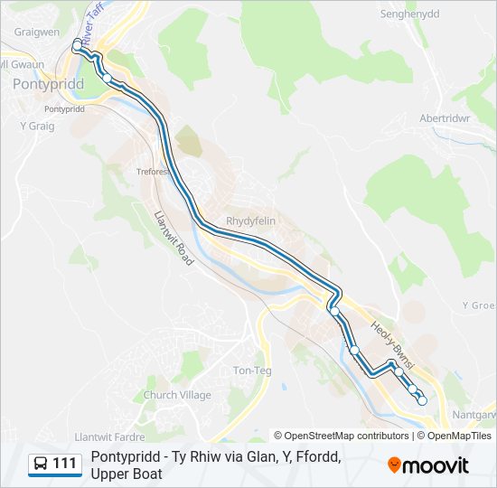 111 Route: Schedules, Stops & Maps - Nantgarw (Updated)