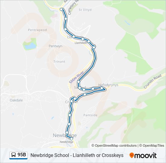 95B bus Line Map