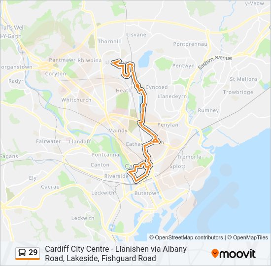 29 bus Line Map