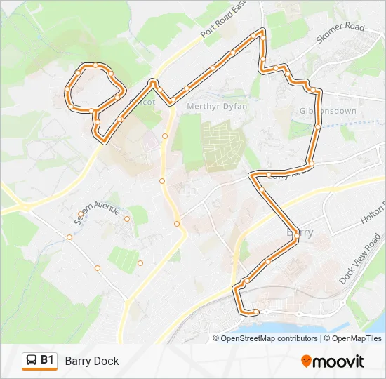 B1 Route: Schedules, Stops & Maps - Barry Dock (Updated)