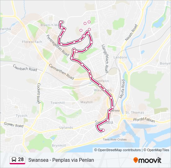 28 Route: Schedules, Stops & Maps - Swansea (Updated)