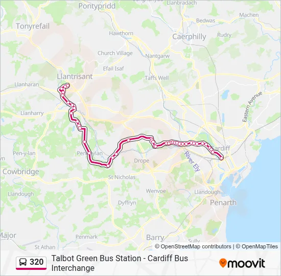 320 Route - Talbot Green - Cardiff: Schedules, Stops & Maps - Cardiff ...