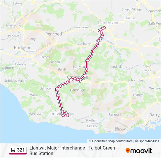 321 Route: Schedules, Stops & Maps - Talbot Green (Updated)