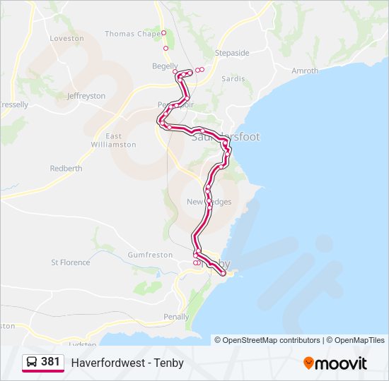 381 Bus Line Map