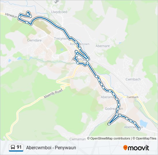 91 bus Line Map