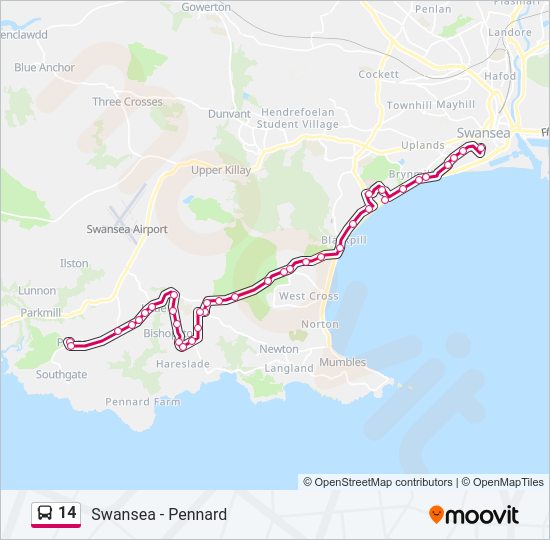 14 bus Line Map