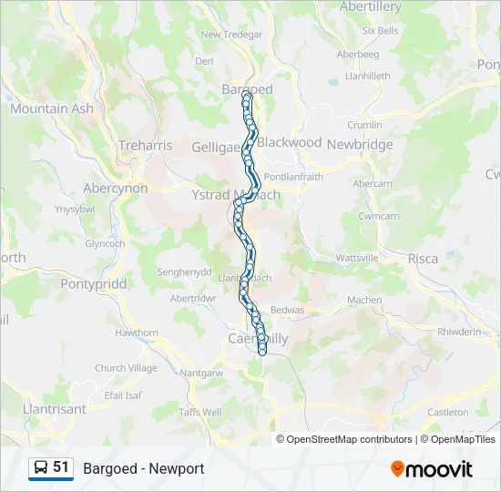51 Route: Schedules, Stops & Maps - Caerphilly (Updated)