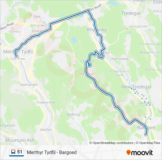 51 Route: Schedules, Stops & Maps - Merthyr Tydfil (Updated)