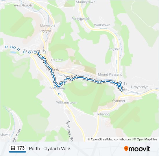 173 bus Line Map