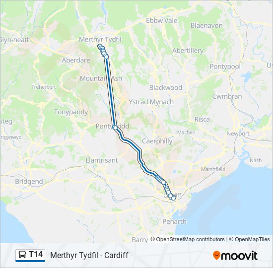 T14 bus Line Map