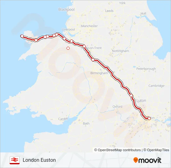AVANTI WEST COAST Train Line Map