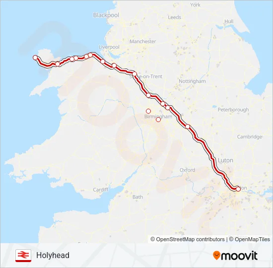 AVANTI WEST COAST Train Line Map