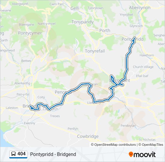 404 bus Line Map