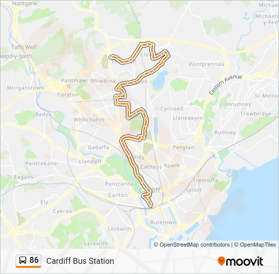 86 Route: Schedules, Stops & Maps - Cardiff Bus Station (Updated)